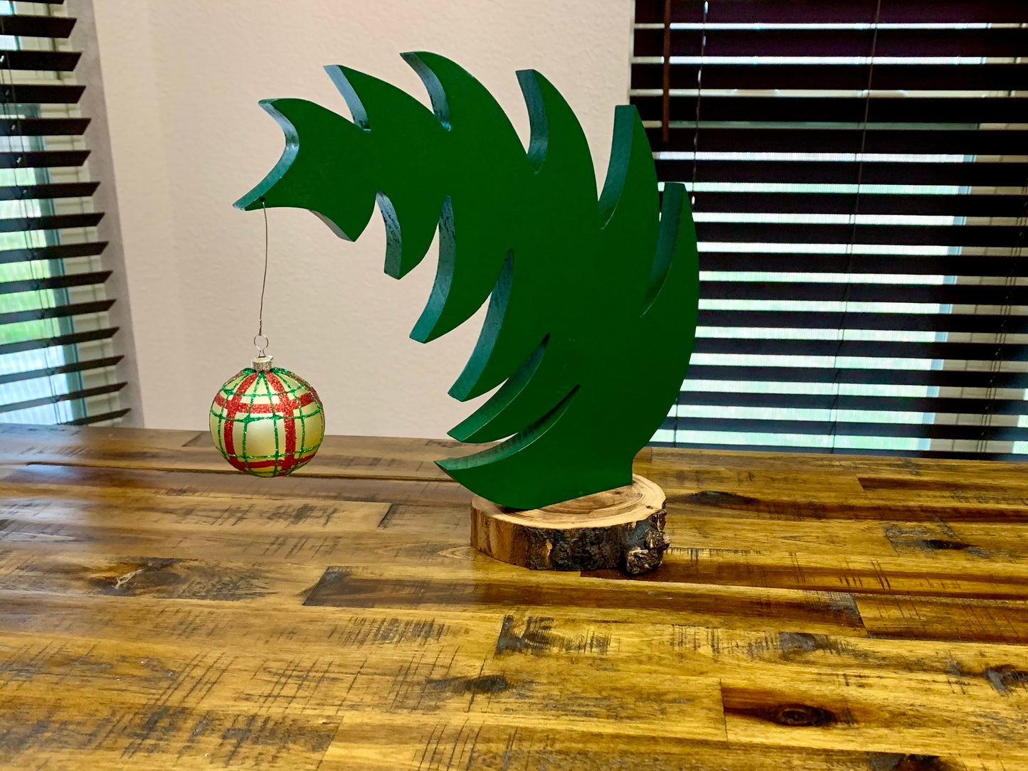 Large Leaning Grinch Style Christmas Tree, Live Edge Tree Trunk Base, Whoville, Grinch Ornament, The Grinch Movie, The Grinch Tree,