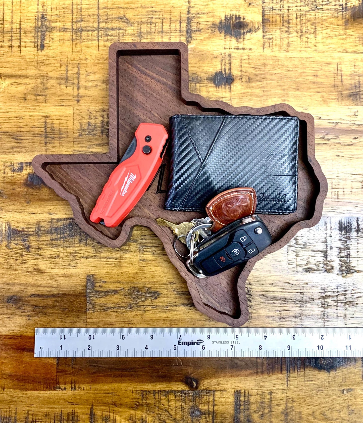 Personalized Texas Catchall Tray Rustic Wood Jewelry Organizer, Custom Texas Valet Tray, Texas Shaped Wooden Tray Unique Nightstand Catchall