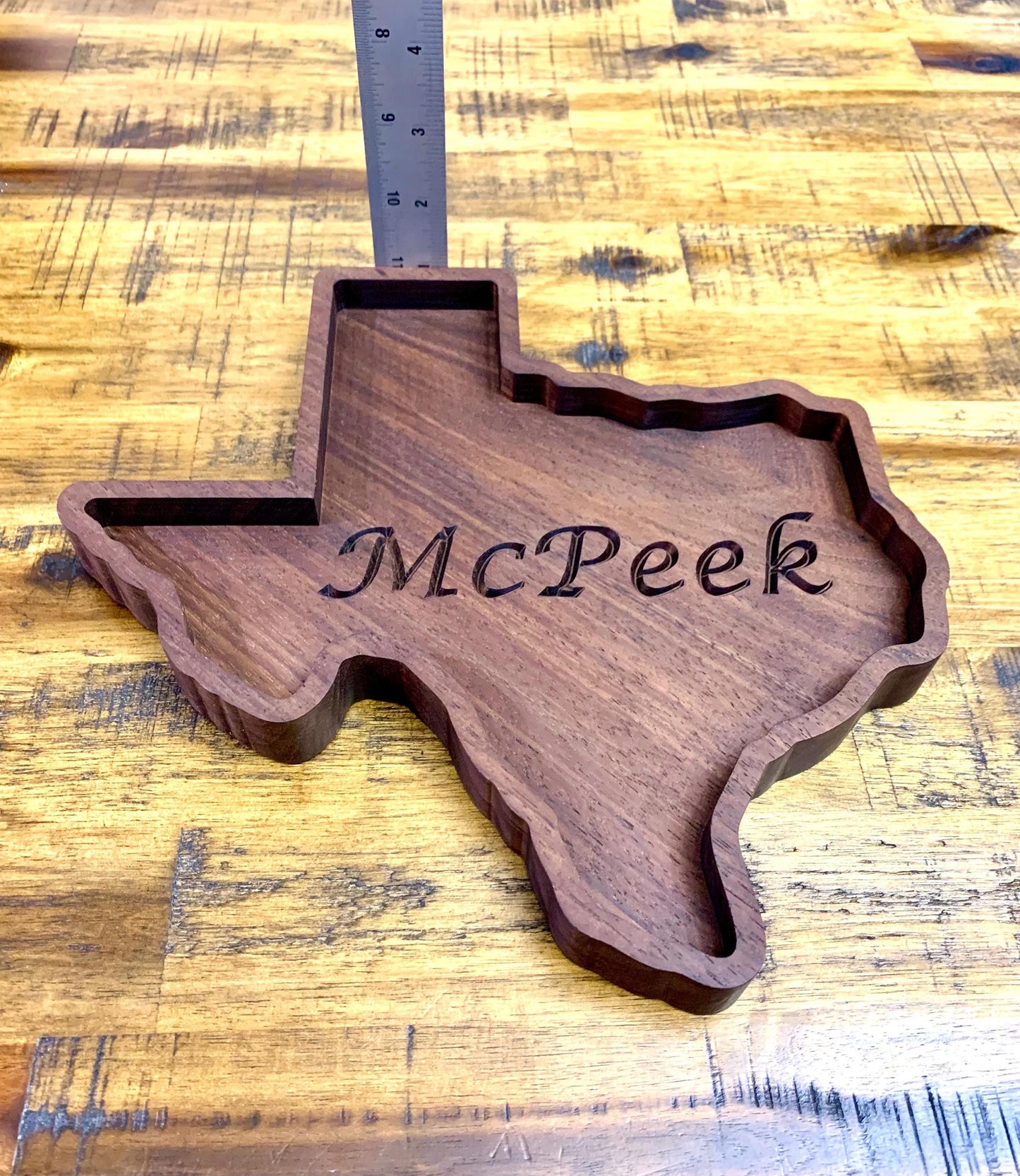 Personalized Texas Catchall Tray Rustic Wood Jewelry Organizer, Custom Texas Valet Tray, Texas Shaped Wooden Tray Unique Nightstand Catchall