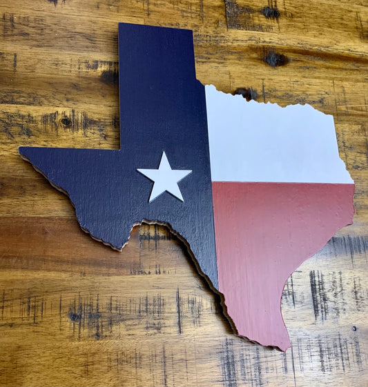 Wooden State of Texas Map Cutout Stained In Lone Star State Flag Colors, Texas Themed Gift Ideas, Texas Sign, Texas Flag, Texas Wall Art