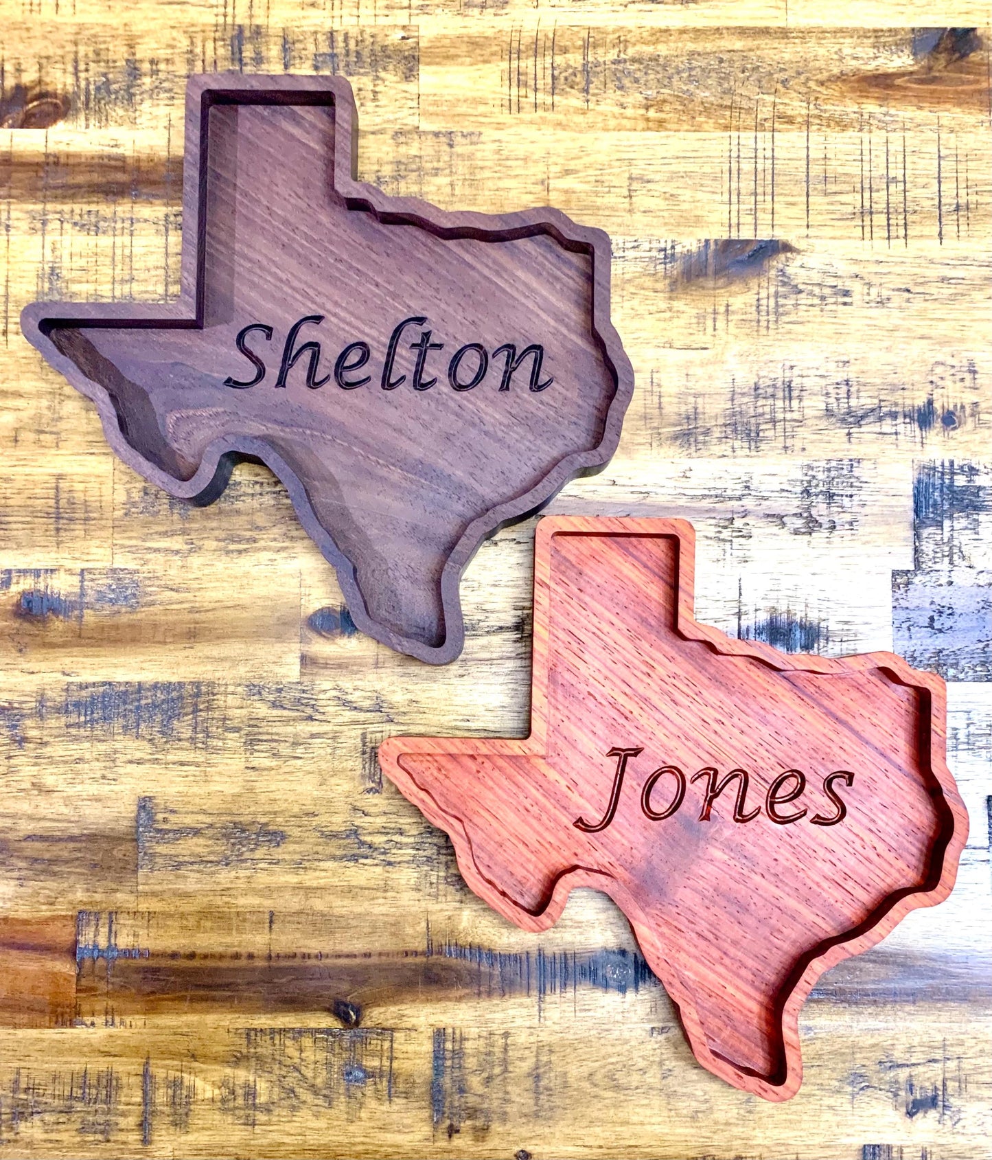 Personalized Texas Catchall Tray Rustic Wood Jewelry Organizer, Custom Texas Valet Tray, Texas Shaped Wooden Tray Unique Nightstand Catchall