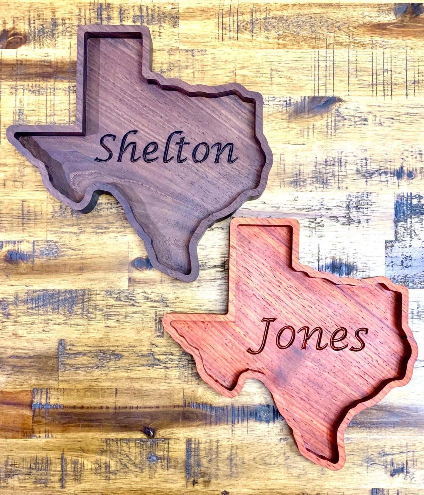 Personalized Texas Catchall Tray Rustic Wood Jewelry Organizer, Custom Texas Valet Tray, Texas Shaped Wooden Tray Unique Nightstand Catchall