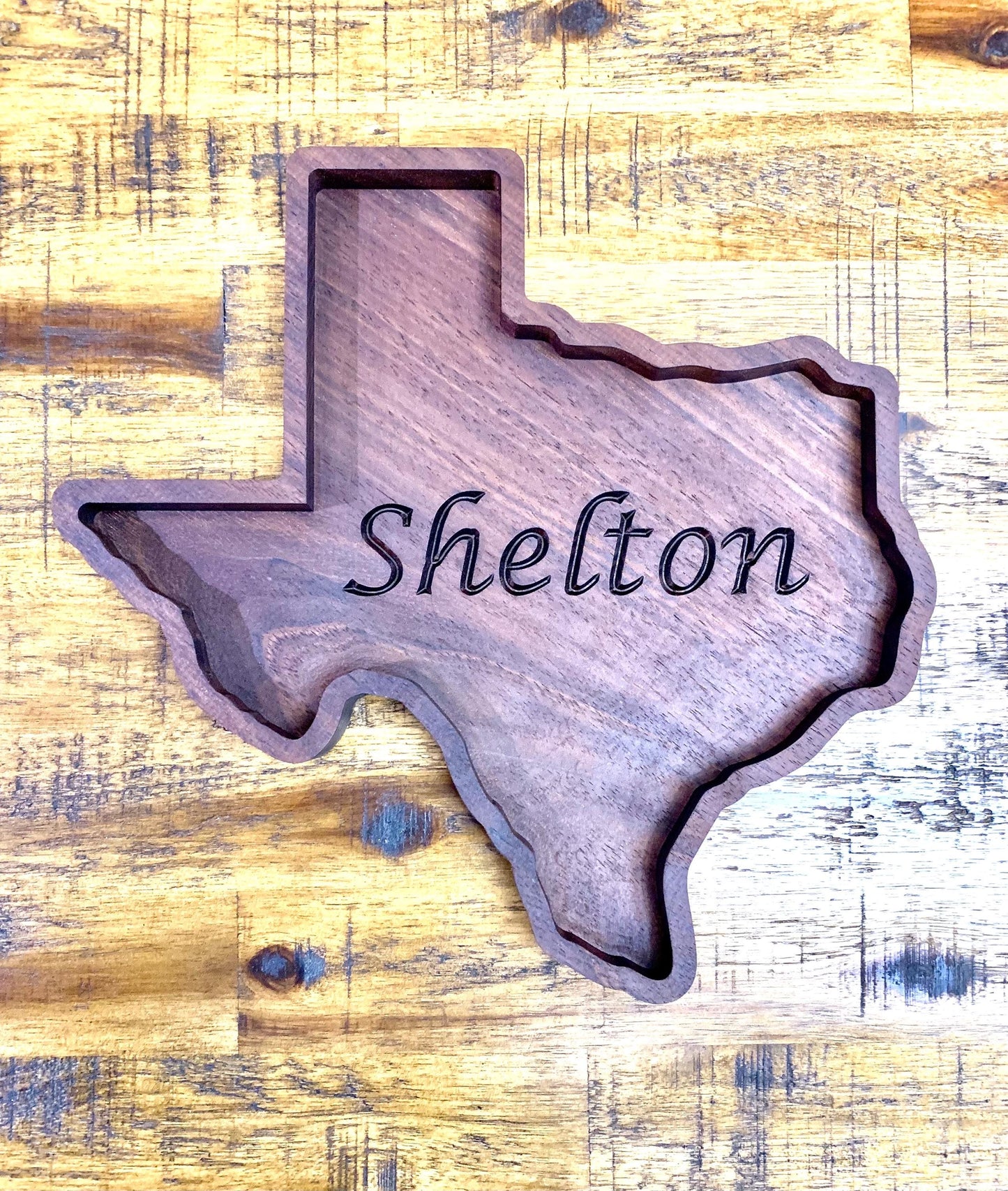 Personalized Texas Catchall Tray Rustic Wood Jewelry Organizer, Custom Texas Valet Tray, Texas Shaped Wooden Tray Unique Nightstand Catchall