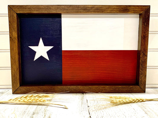 Vintage Texas Flag in Distressed Wooden Frame, Charming Texas Flag on Weathered Wood Frame, Rustic Texas Flag Wall Art in Distressed Frame