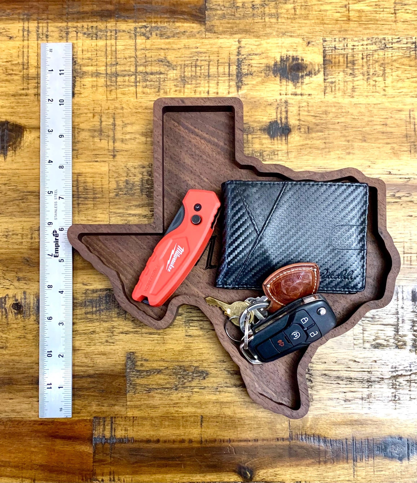 Personalized Texas Catchall Tray Rustic Wood Jewelry Organizer, Custom Texas Valet Tray, Texas Shaped Wooden Tray Unique Nightstand Catchall