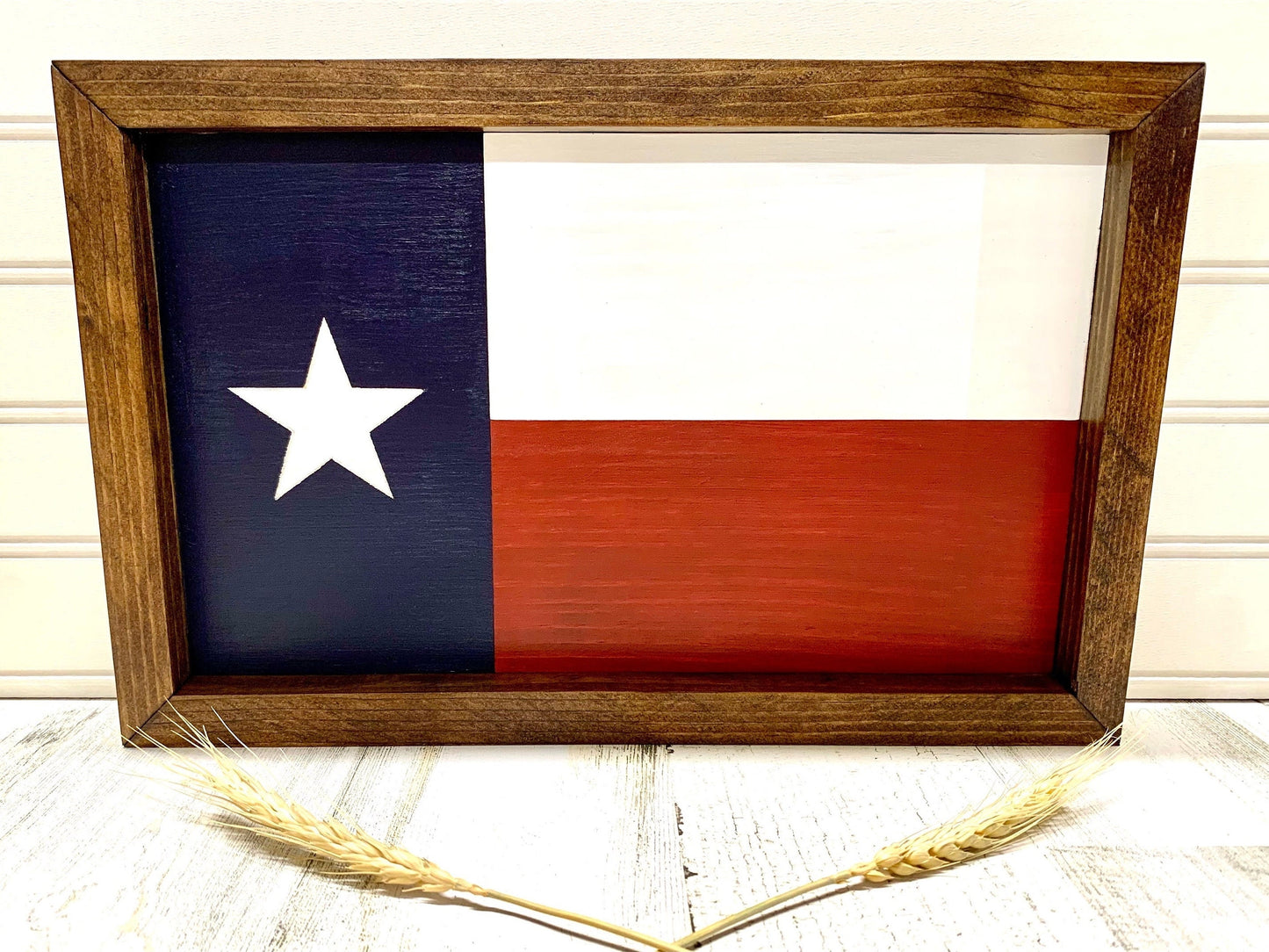 Vintage Texas Flag in Distressed Wooden Frame, Charming Texas Flag on Weathered Wood Frame, Rustic Texas Flag Wall Art in Distressed Frame