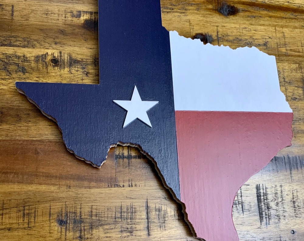 Wooden State of Texas Map Cutout