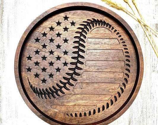 Walnut Valet Tray For Baseball Fan